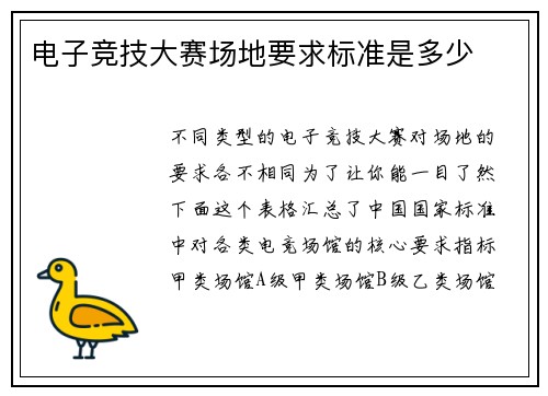 电子竞技大赛场地要求标准是多少